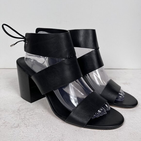 REBECCA MINKOFF Christy Block Heel Vachetta Leather Sandal Black Sz 10.5M - Picture 2 of 11